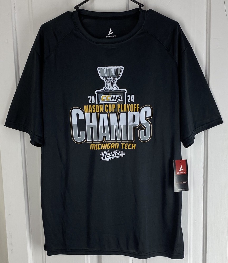 Michigan Tech Huskies Hockey (Size L T-Shirt) 2024 CCHA Mason Cup Playoff Champs