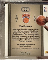 Earl Monroe 2011 National Treasures Patch Auto /99 New York Knicks MINT