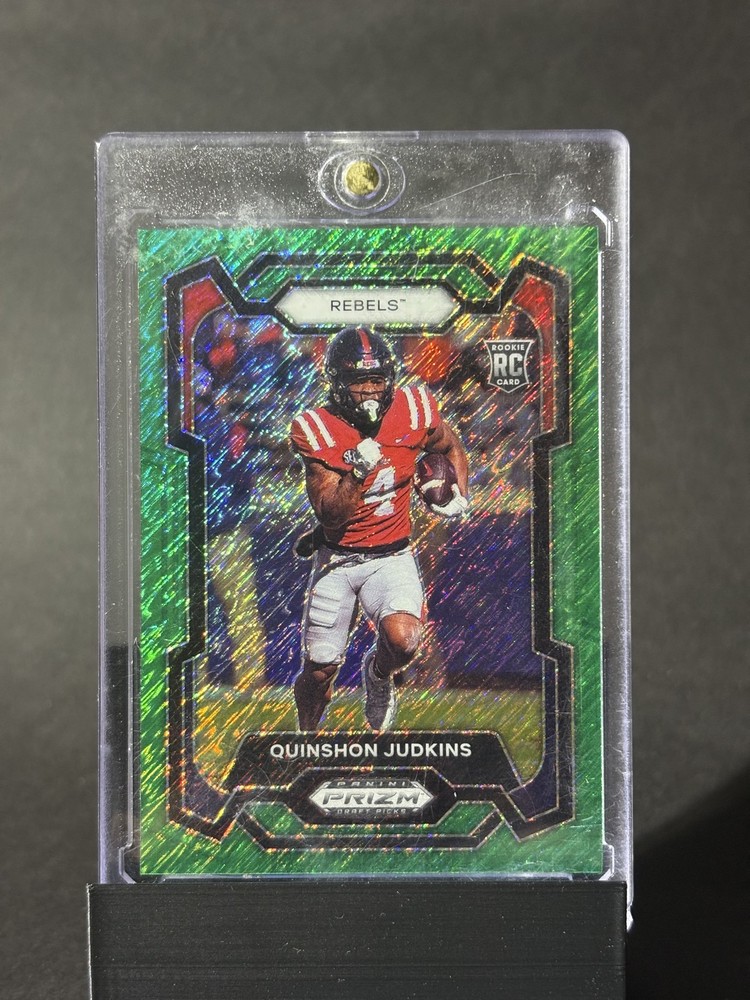 2024 Panini Prizm Draft Picks Quinshon Judkins Green Shimmer /8 Rookie SSP