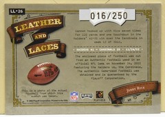 2003 Playoff Absolute Leather & Laces #LL-26 (#016/250) J. Rice Football Swatch