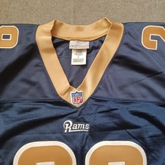 Reebok St Louis Rams Marshall Faulk #28 Jersey Mens 52 Blue Stitched Authentic