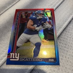 2025 Topps Chrome – Rookies Cam Skattebo #331 Red White & Blue Refractor (RC)