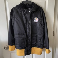 Women’s NFL Pittsburgh Steelers Black Hooded Bomber Jacket Small