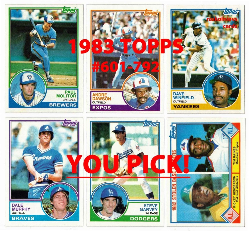 1983 TOPPS Baseball #601-792 Complete Your Set $2 or 2 Card Minimum YOU PICK!