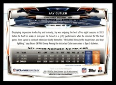 2014 Topps #31 Jay Cutler Card Chicago Bears