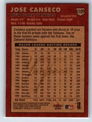 2000 Fleer Tradition Update Jose Canseco New York Yankees #U109