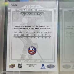 2025-26 Upper Deck Series 2 – O-Pee-Chee Glossy Matthew Schaefer #OG-28 (RC)