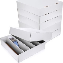 4pc 5000 Card White Cardboard Storage Boxes with Dividers for Collectors