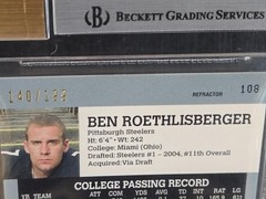 Ben Roethlisberger 2004 Finest Refractor #108 BGS 9/Auto 10 Rookie RC 140/199