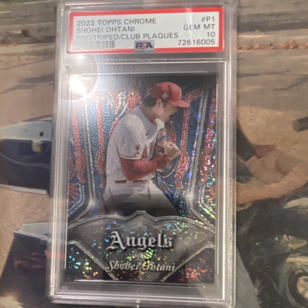 Topps 2022 Chrome Shohei Ohtani Pinstriped/Club Plaques #P-1 PSA 10 Angels