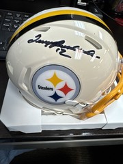 Terry Bradshaw Signed Pittsburgh Steelers Retro Mini Helmet w/12 & Beckett Coa