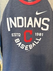 Nike MLB Cleveland Indians Tri-Blend 3/4 Sleeve Raglan Baseball T-Shirt