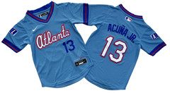 ​​Tariffs​ Free! YOUTH’S Braves #13 Ronald Acuna Jr. City Blue Pullover Jersey.