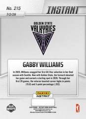 *PRESALE* 2026 Panini Instant WNBA Gabby Williams #215 ~ Golden State Valkyries