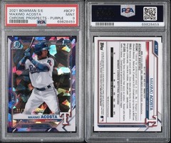 Maximo Acosta – 2021 Bowman Chrome #BCP-7 Purple Sapphire 1st Bowman 01/20 PSA 9