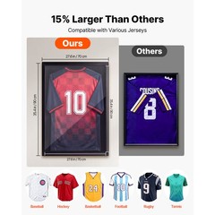 Uimoso Wooden Display Case for Sports Jerseys, 35.4×27.6×1.5 in Shadow Box Frame