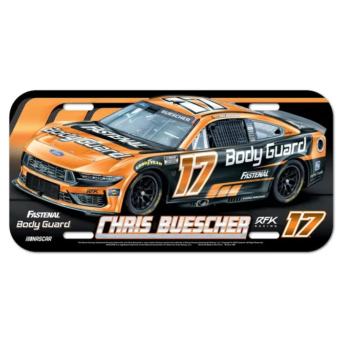 Chris Buescher 2026 Wincraft #17 Body Guard Poly License Plate