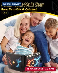 Trading Card Binder 4-Pocket Holds 480 Cards 120 Pages Side-Loading Card Album