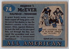 1955 Topps All American – #74 – Gene McEver – RC – Tennessee – VG/EX – F0925