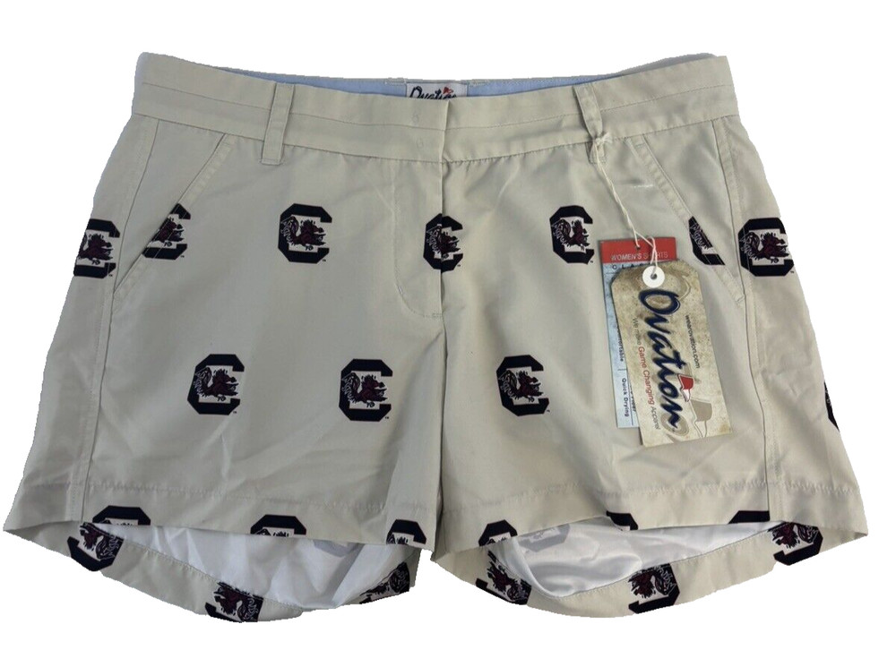 Ovation Women’s South Carolina Gamecocks Game Changer Stadium Shorts Khaki New 8