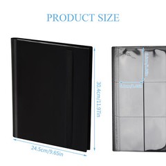 360 Card Pocket Binder with Strap 9 Pocket Trading Cards Album Folder, Black