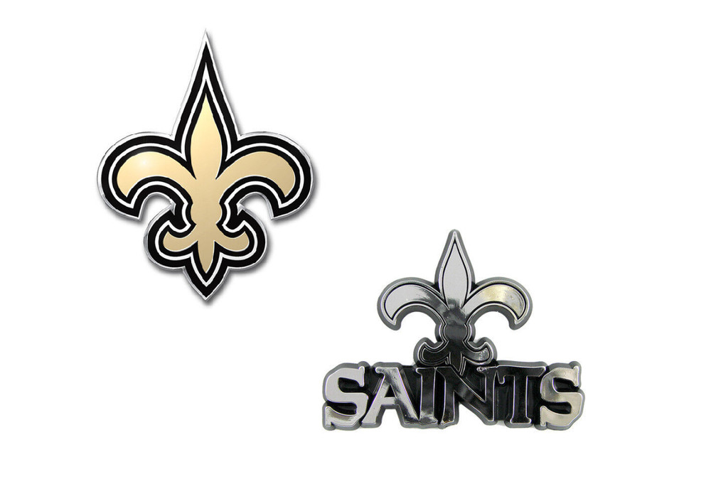 2pc New Orleans Saints 3D Chrome Plastic & Aluminum Color Emblem Sticker Decals