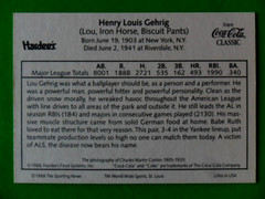 1988 Hardee’s/Coca Cola/TSN Conlon/ Lou Gehrig card *New York Yankee HOF’er*