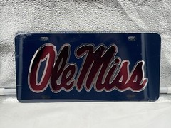 Ole Miss Rebels NCAA Blue Mirrored Laser Cut License Plate Craftique