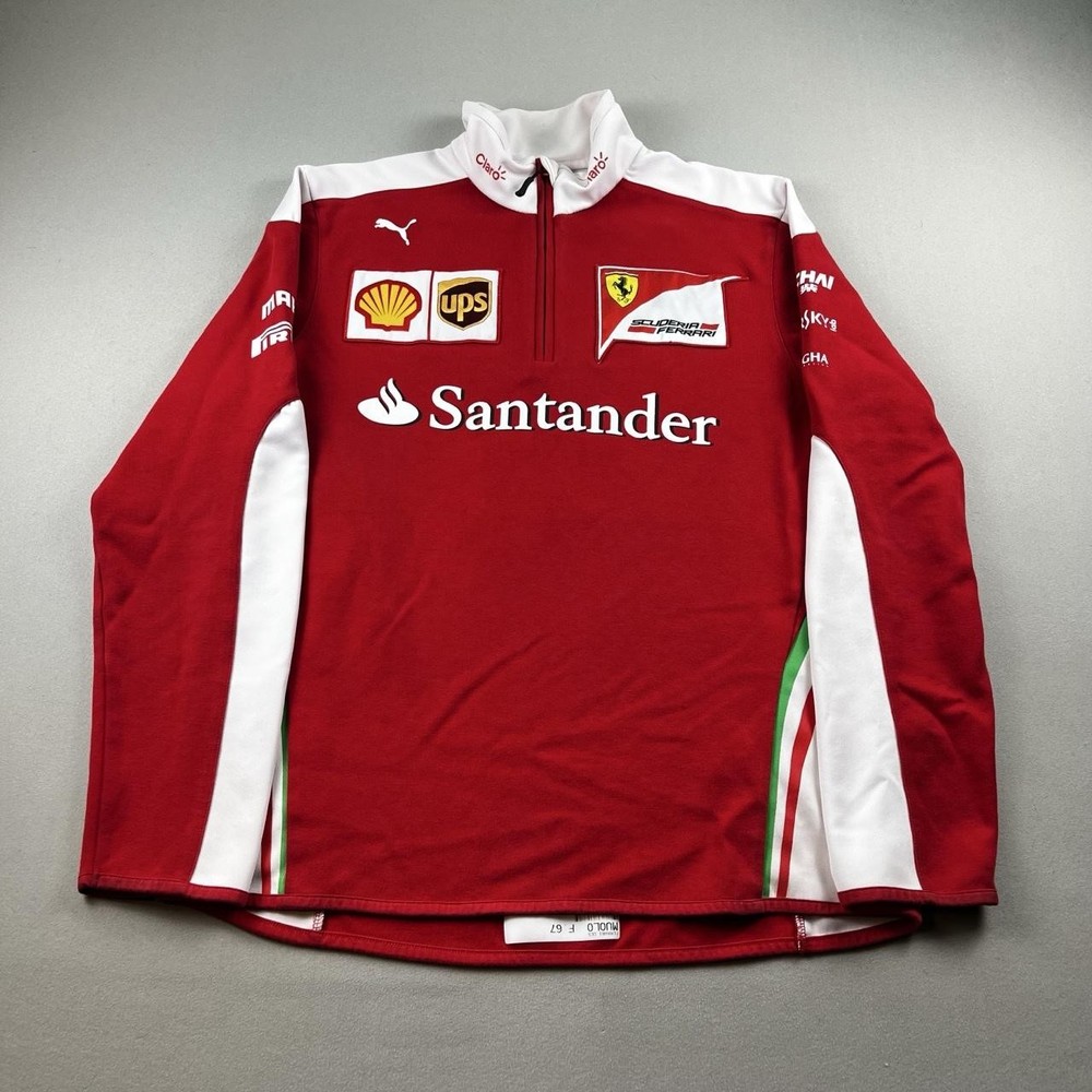 Scuderia Ferrari Team Shirt Mens Large Red Puma Formula 1 F1 Racing Long Sleeve