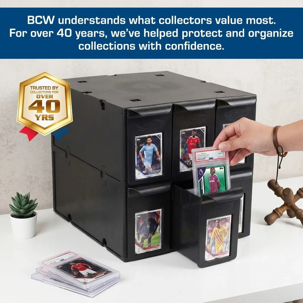 GRADED BCW 6 Drawer Card Catalog storage box bin – Black – NEW – For Graded Card
