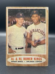 ROGER MARIS / ORLANDO CEPEDA -1962 Topps #401 – AL & NL HOMER KINGS – VG