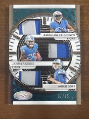 2023 Certified STITCHES IN TIME Lions /15 St. Brown/Gibbs/Goff Triple Patch