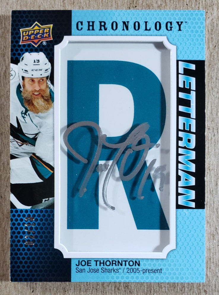 2019-20 Upper Deck Chronology Letterman Gold Joe Thornton Auto /10 Sharks