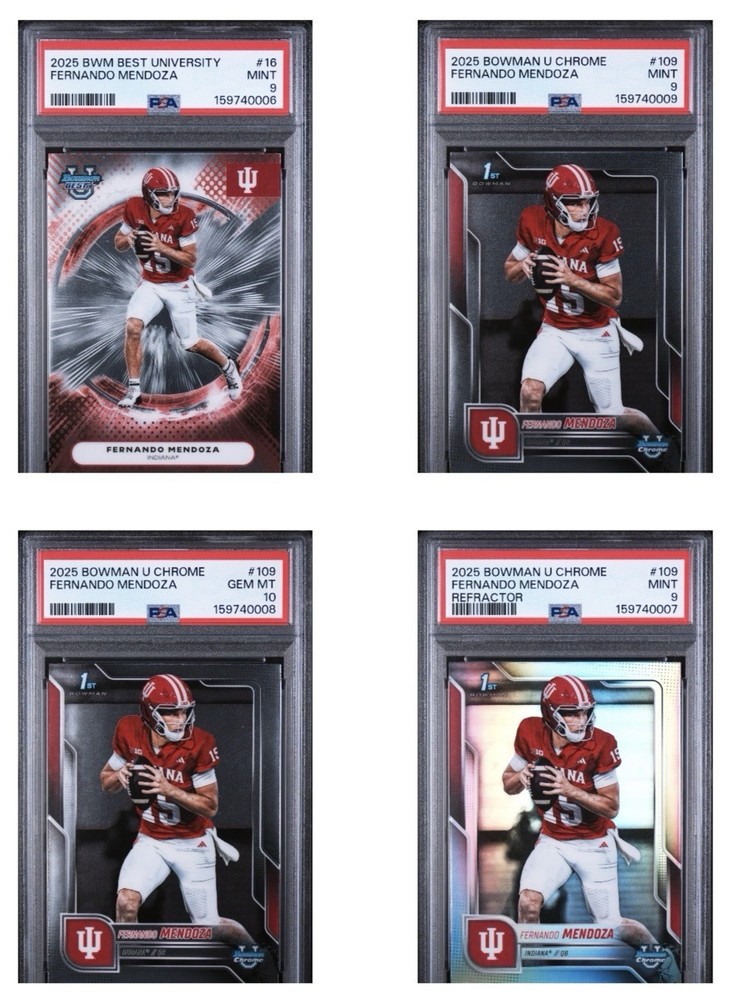 2025 Fernando Mendoza Bowman (4)Card PSA graded lot