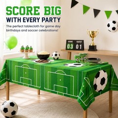 2Pcs Soccer Pattern Tablecloth Sports Party Decor Supplies