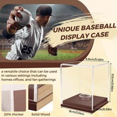 Softball Baseball Tennis Sports Ball Storage with Wooden Base Acrylic Display