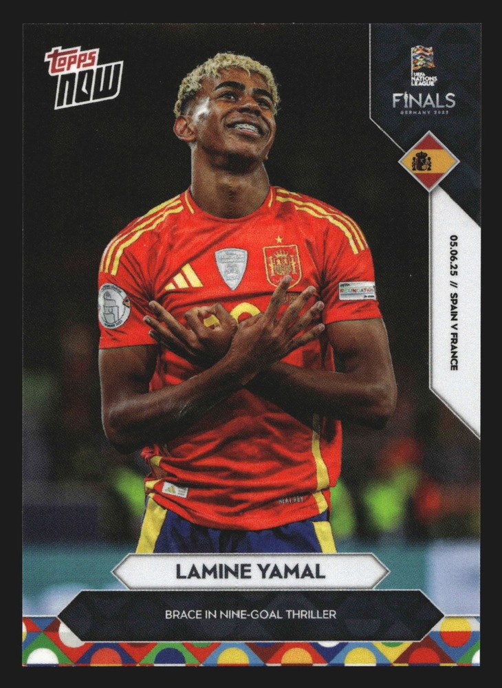 2025 Topps NOW Nations League #002 Lamine Yamal Spain Brace