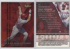 1999 Topps Finest Hank Aaron Award Contenders Refractor Juan Gonzalez #HA1 l7u