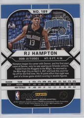 2020 Panini Obsidian FOTL Electric Etch Blue 3/16 RJ Hampton #189 Rookie RC 10tb