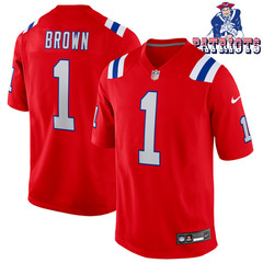 New England Patriots #1 AJ Brown Retro Red Throwback 1960-1992 Game Jersey