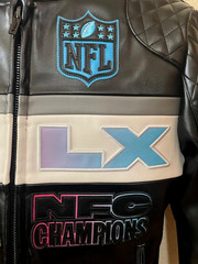 2026 NFL Super Bowl LX San Francisco Moto Leather Jacket Pro Standard Size 2XL