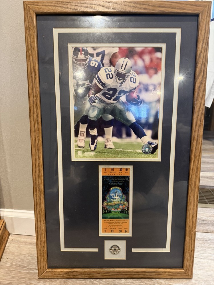 Emmitt Smith Dallas Cowboys Framed Picture With Super Bowl Ticket