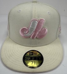 New Era Montreal Expos Fitted Hat Cap Size 7 5/8 1982 All Star Game Cream Pink