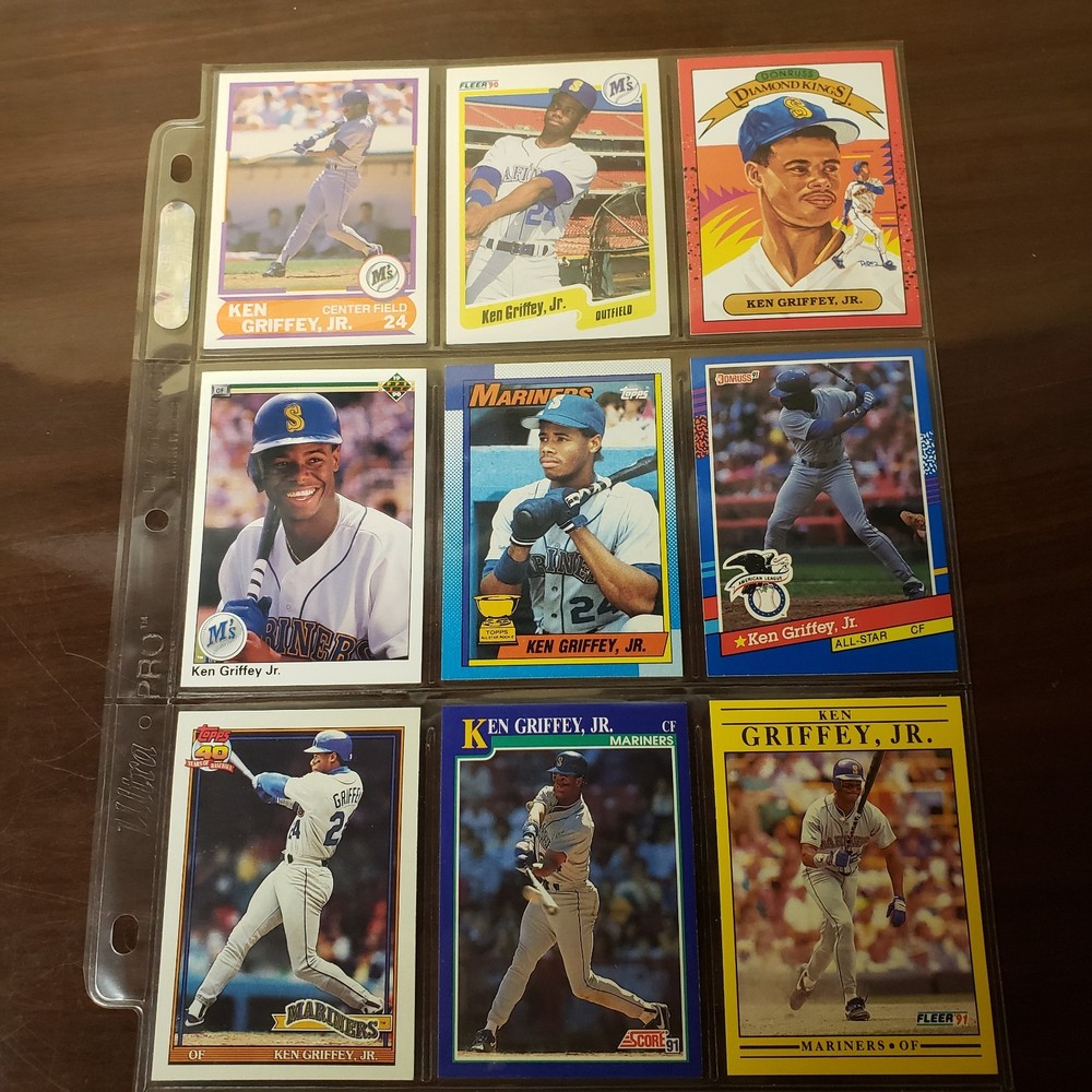Ken Griffey, Jr Various Cards – Lot of 9 – Near Mint – See Description