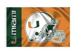 Miami Hurricanes 3×5 Single Sided Banner Flag The Canes Helmet NCAA