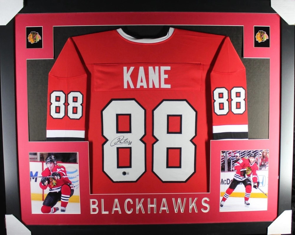 PATRICK KANE Signed/Autographed Custom Jersey in 35×43 Frame – Beckett/BAS