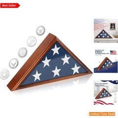 Triangular Wooden Burial Flag Display Case – 9.5×5 for Veterans’ Memorial Flags
