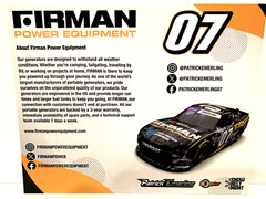 2025 PATRICK EMERLING #07 FIRMAN POWER EQUIPMENT SS GREENLIGHT NASCAR POSTCARD