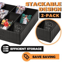 2 Pack Card Sorting Tray – Stackable Organizer for Trading Cards, 15 Compartment