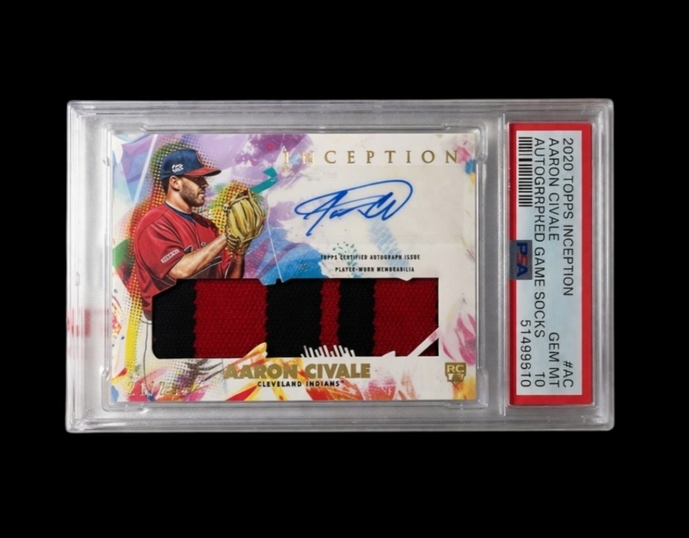 Aaron Civale 2020 Topps Inception RC Auto Patch PSA 10 Rookie Relic Indians Rare